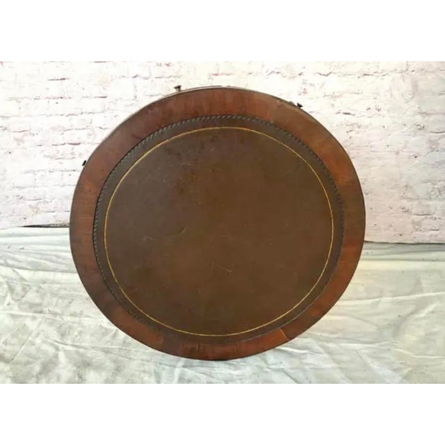 Traditional Regency Leather Top Mahogany Drum Table For Sale - Image 3 of 9