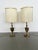 Add timeless elegance to your space with this stunning pair of Rembrandt-style vintage brass torchiere table lamps, from...