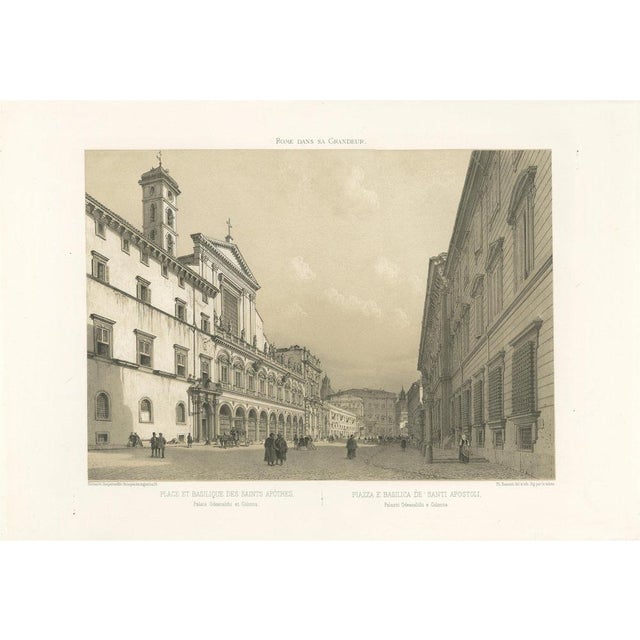 Benoist, Rome Piazza Santi Apostoli Grand Architectural View, 1869, Print For Sale - Image 10 of 10