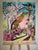 This painting depicts a tree in full bloom, its sinuous branches covered in vibrant pink blossoms, contrasting beautifully...