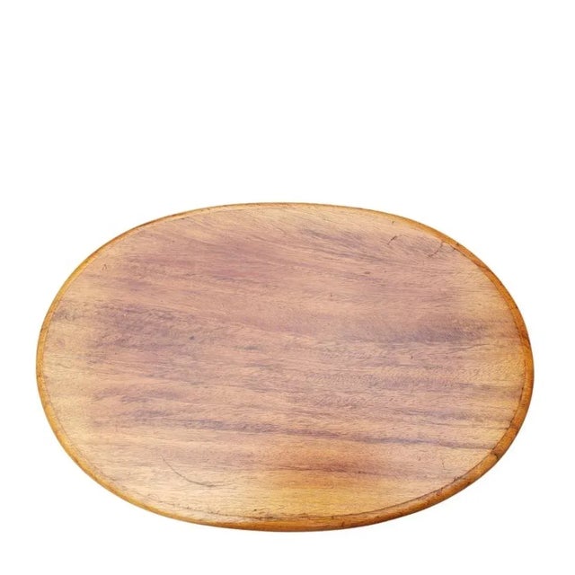 1970s Amish Hand Crafted Solid Oval Red Oak Wood Desert Table Side Table, Circa 1970s For Sale - Image 5 of 10