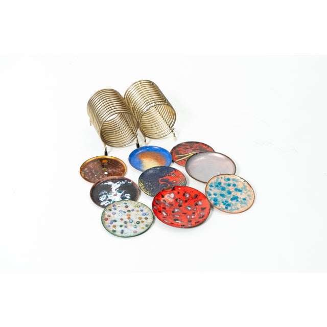 Vintage Enamel Copper Coasters, 1960s, Set of 2 For Sale - Image 6 of 6