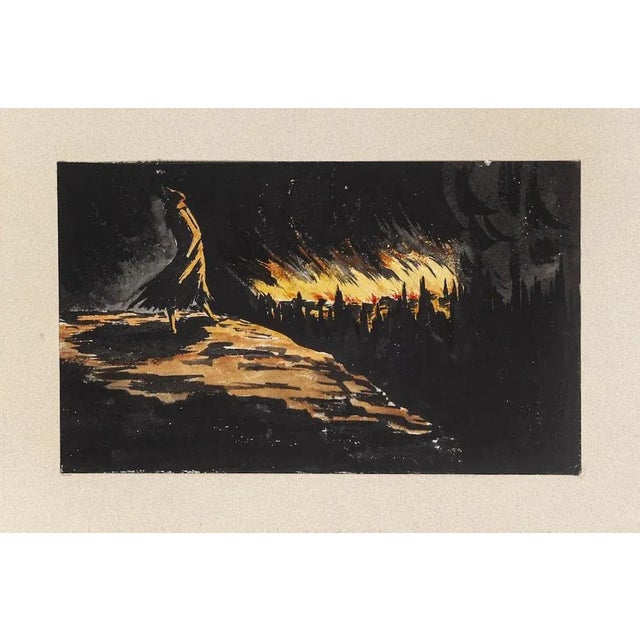 Night is an original etching realized by the artist Nicolas Pichon. The State of preservation is good. Sheet dimension: 14...