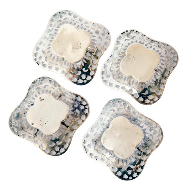 Early 20th Century Tiny Sterling Silver Square Trays- Set of 3 For Sale - Image 4 of 7
