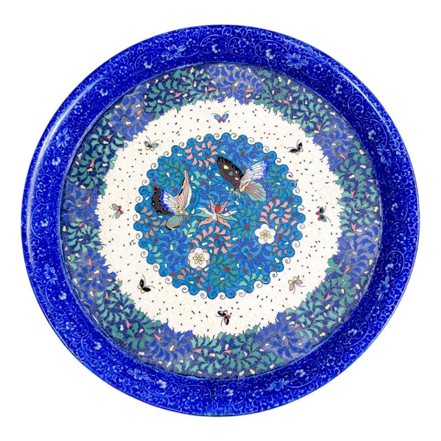 Japanese Meiji Porcelain and Cloisonné Enamel Dish For Sale