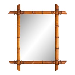 Antique 19th Century French Faux Bamboo Carved Mirror For Sale