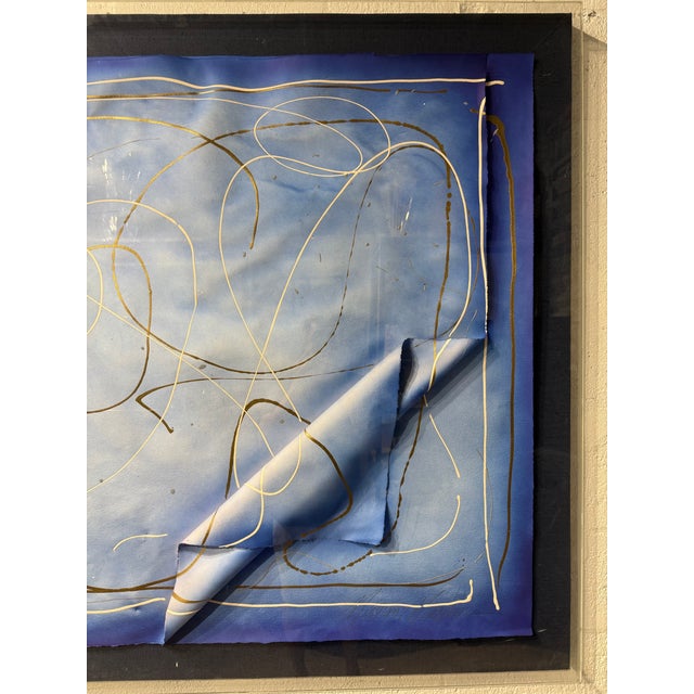 Large Scale Abstract Acylic on Paper Art Encased in Plexiglass, Signed by Artist For Sale - Image 11 of 17