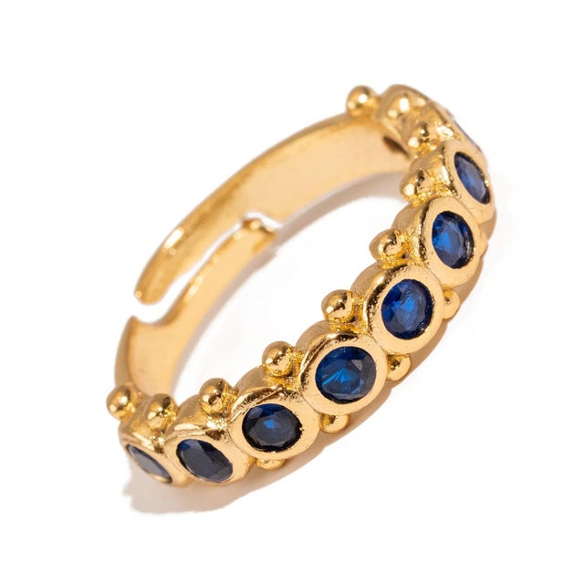 Contemporary Majestic Sapphire Adjustable Gold Statement Ring, Size 8 For Sale - Image 3 of 8
