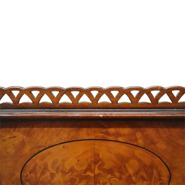 Royal Furniture Robert W. Irwin Flame Mahogany Banded Octogonal Book Stand C1920 For Sale - Image 10 of 12