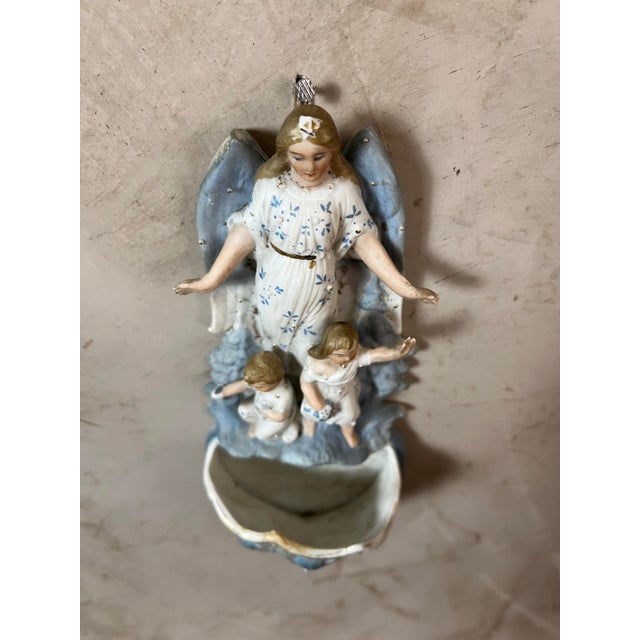 Biscuit Angel Holy Water Font, 1890s For Sale - Image 4 of 18