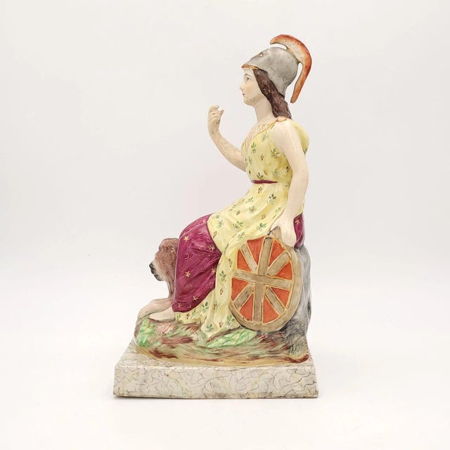 Ceramic Large Old English Copy of Prattware Figure of Britannia, u.k. Circa 1900 For Sale - Image 7 of 8
