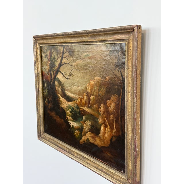 Mid 19th Century Italianate Old Master Style Landscape With Ruins and River Valley, 19th Century For Sale - Image 5 of 8