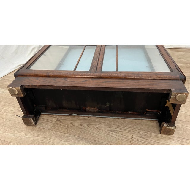 1930s Art Deco China Cabinet Curio Locking Double Door Two Glass Shelves For Sale - Image 12 of 12