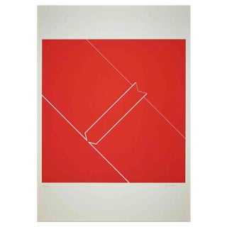 Franco Giuli, Composition in Red, Original Screen Print, 1970s For Sale