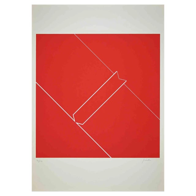 Franco Giuli, Composition in Red, Original Screen Print, 1970s For Sale