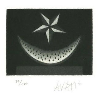 Watermelon and Star - Original Etching on Paper by Mario Avati - 1970s 1970s For Sale