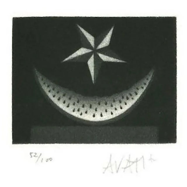 Watermelon and Star - Original Etching on Paper by Mario Avati - 1970s 1970s For Sale