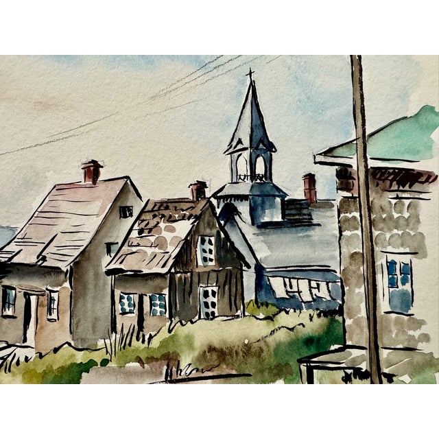 Rustic Henry Emil Salloch Original Watercolor on Paper Cap-Au-Renard, p.q. 1957. For Sale - Image 3 of 7