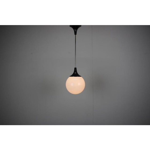 Glass Czechoslovak Opaline Glass Globe Pendant Lamp, 1970s For Sale - Image 7 of 10
