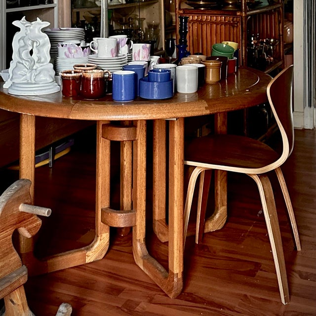 Round Mid-Century Danish Style Warm Wood Dining Table For Sale - Image 15 of 16