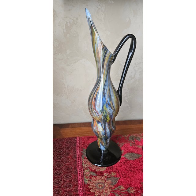 Exceptional Pair of Art Deco Hand-Blown Glass Pitchers by Degue, France, c.1920 For Sale - Image 9 of 16