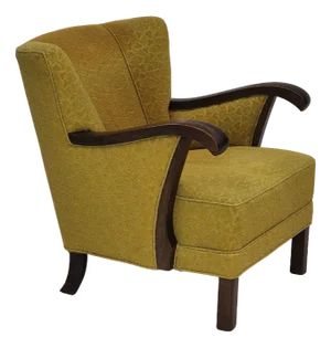 Vintage Danish Chair in Light Green Cotton, 1950s