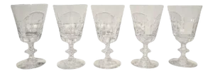 Vintage Cut Crystal Water Goblets/Glasses Stemware Fostoria "Williamsburg" - Set of 5