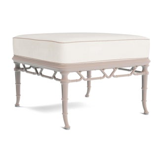 Brown Jordan Calcutta Ottoman in Blush with Sea Salt and Dusty Pink Welt Cushions For Sale