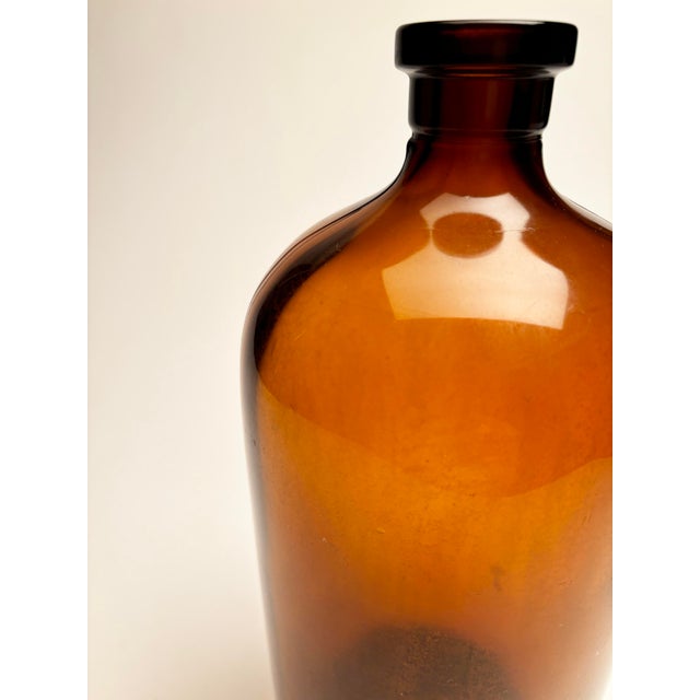 Large Antique Amber Apothecary Bottle For Sale - Image 4 of 10