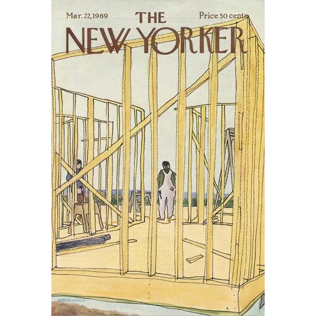 Illustration 1969, New Yorker Magazine Cover, March 22 (James Stevenson), Original Vintage Cover, Architecture, Construction For Sale - Image 3 of 3