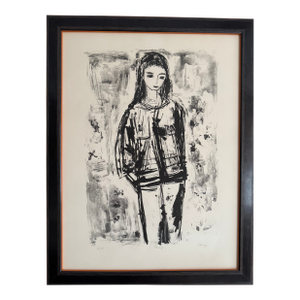 1960s Mid-Century Modern Greta Schreyer “Teenager” Signed Limited Edition Lithograph, 85/120