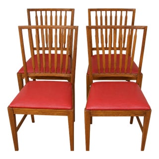 Vintage Chairs in Oak and Eco-Leather, 1960s, Set of 4 For Sale