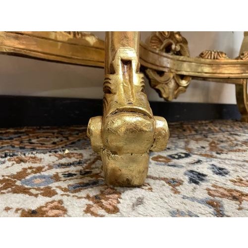 Gilt Carved Console Table with Marble Top For Sale - Image 4 of 7