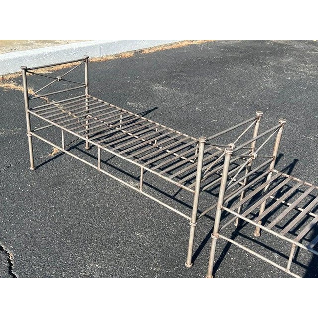 Pair of Silver Colored Iron Benches or Settees For Sale - Image 12 of 17