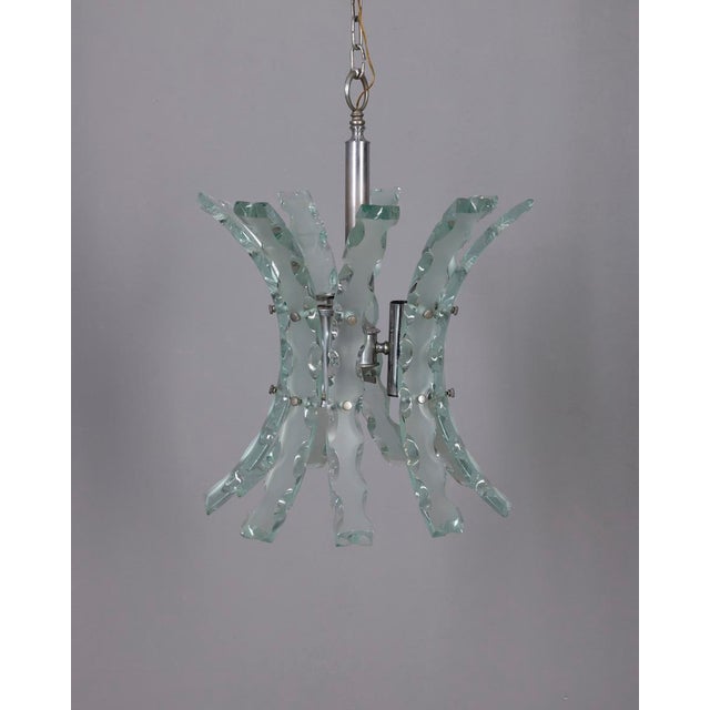 Vintage Worked Glass Chandelier from Zeroquattro, 1970s For Sale - Image 10 of 10