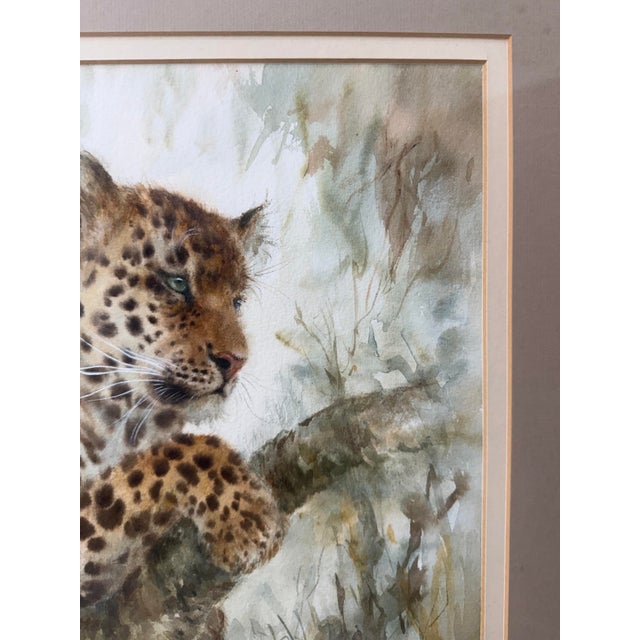 Original Athena Gilliland Leopard Cub Cheetah Cat Realism Watercolor Painting For Sale - Image 9 of 13