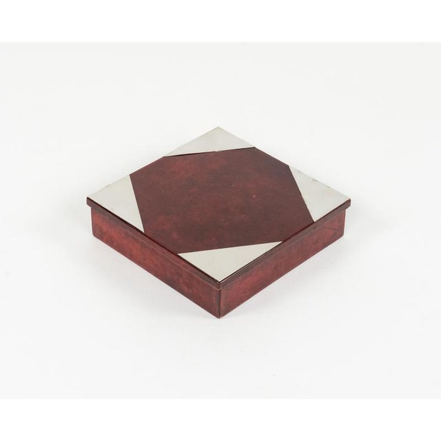 Mid-Century Modern Box in Red Goatskin and Chrome by Aldo Tura, 1960s For Sale - Image 14 of 18