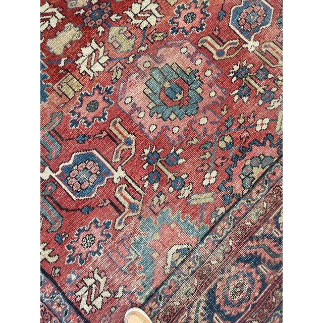 Unusual "Harshang" Antique Heriz Rug / Carpet - 10.3 X 12.9 For Sale - Image 11 of 12