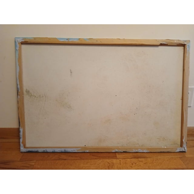 The piece features cool sky blues and misty whites balanced by lush forest greens and warm autumn browns, rendered in...