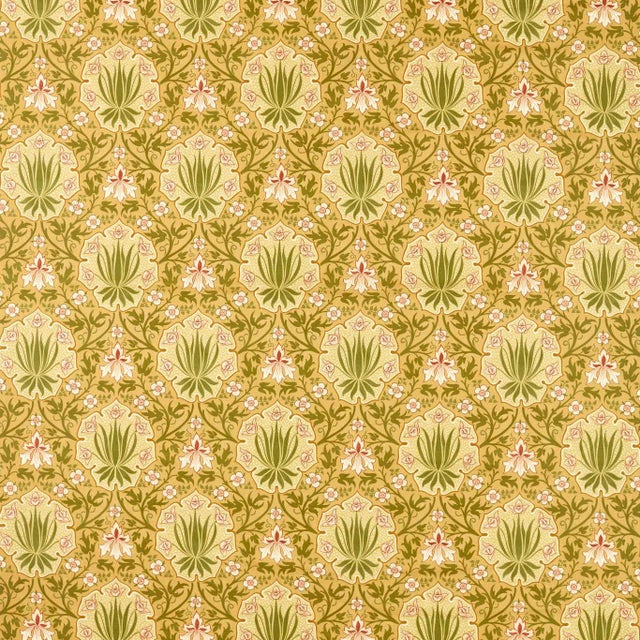 Morris & Co. Iris & Rose Fabric in Gold For Sale