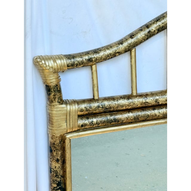 Late 20th Century Vintage Alexander & Sheridan Rattan Mirror, Custom Faux Tortoiseshell Finish by Turtle & Crane, Hollywood Regency - Newly Painted For Sale - Image 5 of 10