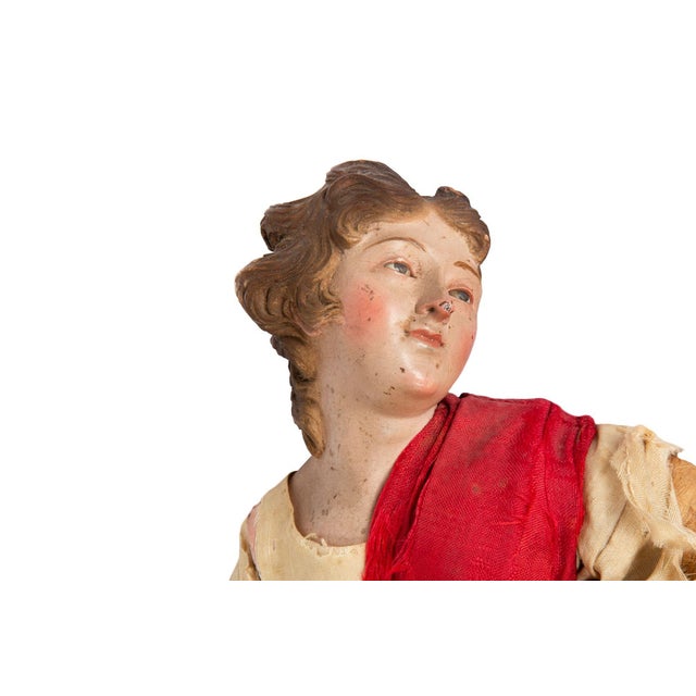 Rare Italian Carved Polychromed Crèche Santos Saint Angel Figurine Ca. 1750 For Sale - Image 4 of 12