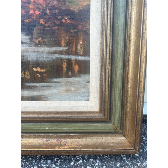 1968 Ling Autumn Foliage and Creek Landscape Oil Painting- Framed For Sale In Charleston - Image 6 of 13