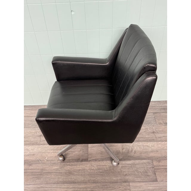 Vintage Italian Office Armchair in Leather and Steel, 1970s For Sale - Image 14 of 18