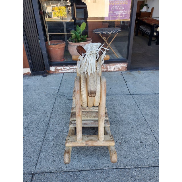 1960s Vintage Wooden Rocking Horse For Sale - Image 5 of 10