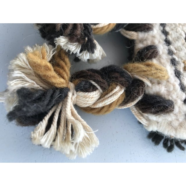 Handmade Ecru & Brown Thick Wool Rug, 1980s For Sale - Image 18 of 18