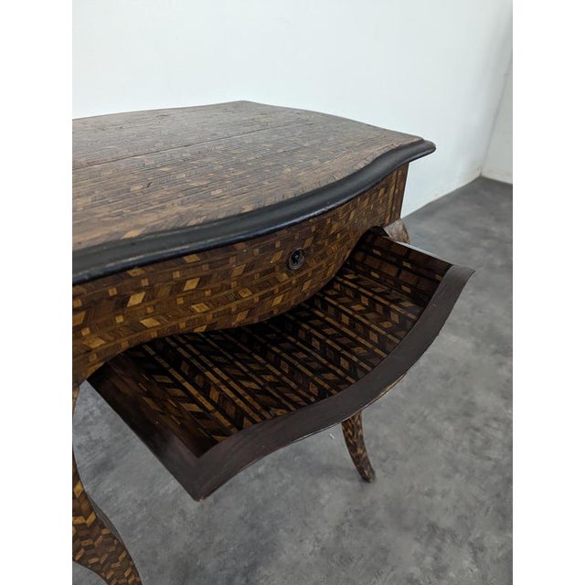 Transition-Style Marquetry Side Table For Sale - Image 5 of 10