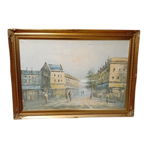 1890s Caroline Burnett Impressionist Painting With a Gilt Custom Frame