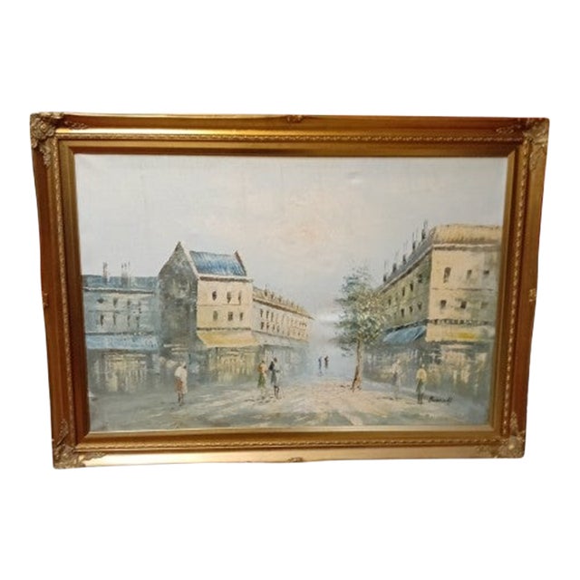 1970s Caroline Burnett Impressionist Painting With a Gilt Custom Frame For Sale