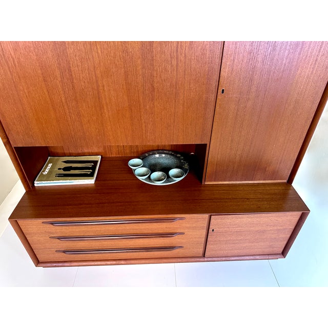 German Teak Cabinet with Bookcase and Fold-Out Writing Tablet from Strobeck, 1972 For Sale - Image 17 of 18